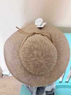 Falls Creek Beige Straw Sun Hat with Tie